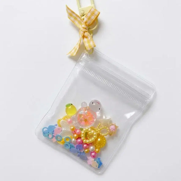 [BUNJANG] Handmade Lucky Bead Pouch Shaker Keyring (Glow-in-the-dark) / Yellow / [키링] 행운의 비즈 파우치 쉐이커 키링 (반짝반짝 야광)/옐로우