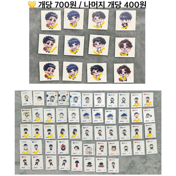 [BUNJANG] Garbage Time Gachapon Yeongjoong Junsú Sangho Byeongchan Jongsú Chansú Sticker Set / 가비지타임 갑타 매입 구함 영중 준수 상호 병찬 종수 찬양 띠부