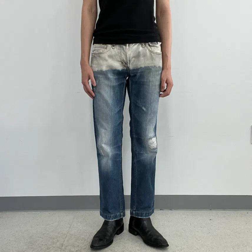 [BUNJANG] D&G Dolce & Gabbana Two-Tone Deep Dye Distressed Denim Pants / 00's D&G 돌체앤가바나 투톤 딥다이 디스트로이드 데님 팬츠 31