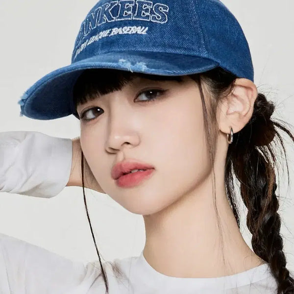 [BUNJANG] MLB Denim Embossed Unstructured Ball Cap - New York Yankees / (새상품) MLB 데님 엠보 언스트럭쳐 볼캡 뉴욕 양키스