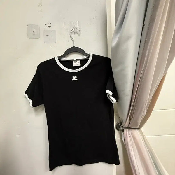 [BUNJANG] Courrèges Re-Edition Bumpy Contrast T-Shirt Black / 꾸레쥬 리에디션 범피 콘트라스트 티셔츠 블랙