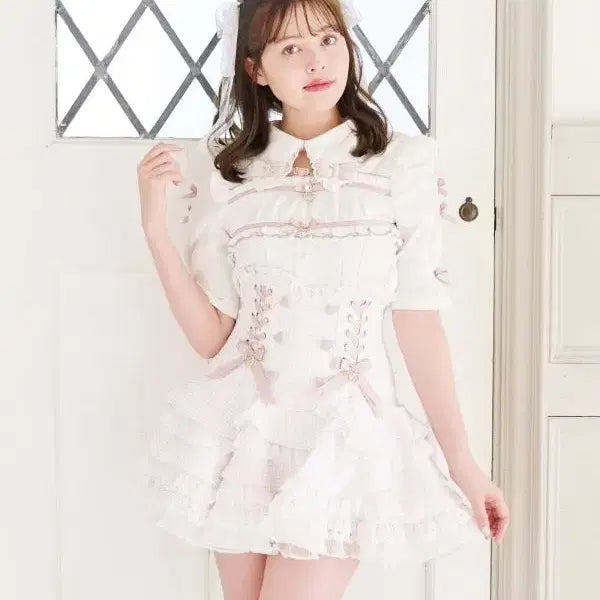 [BUNJANG] Liz Lisa Lace-up Tiered Skirt Pants / LIZ LISA 리즈리사 레이스업 티어드 스커트 팬츠
