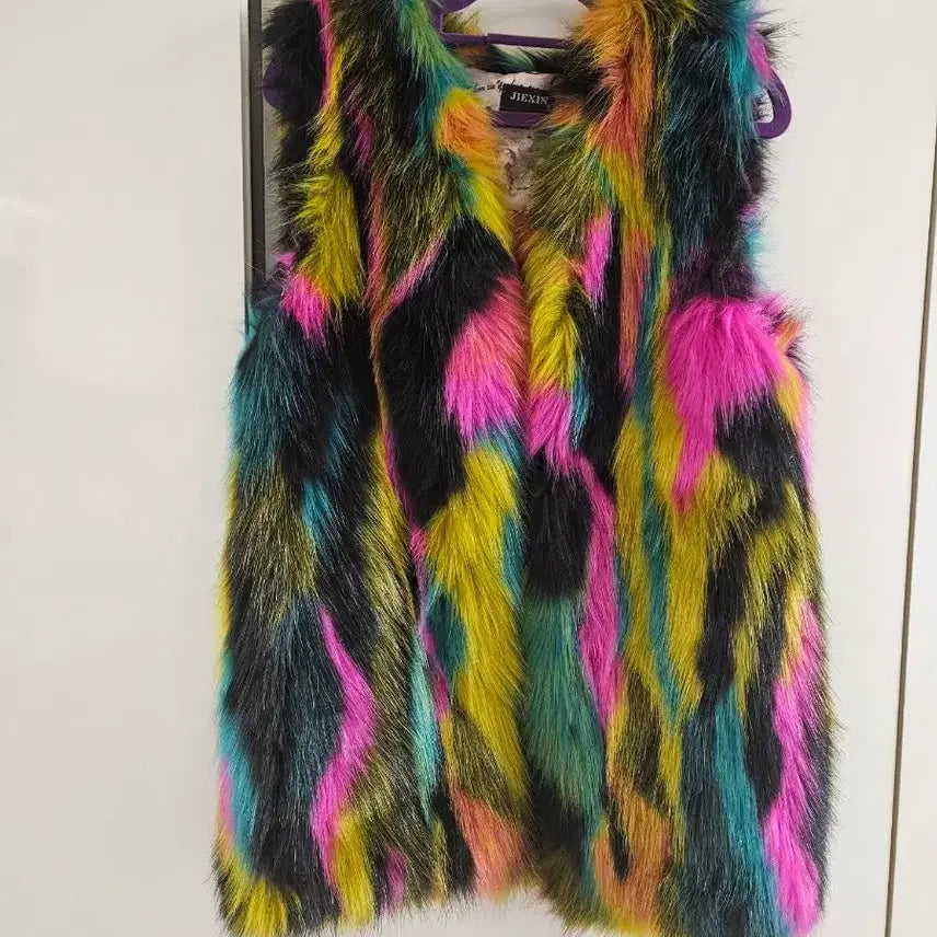 [BUNJANG] Colorful Faux Fur Vest / 알록달록 퍼 베스트