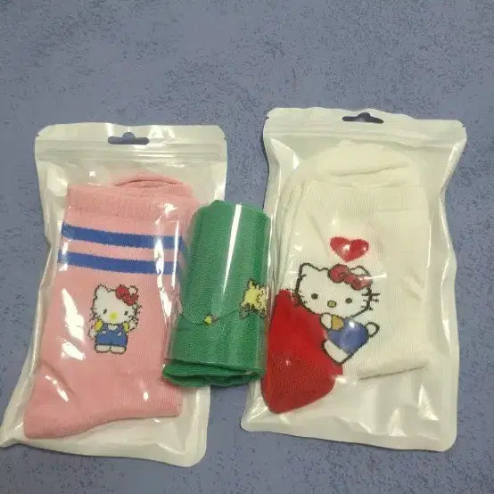 [BUNJANG] Sanrio 3-Pair Sock Set (Pink/White/Green) / 산리오 양말 3켤레 세트 핑크/화이트/그린 판매합니다