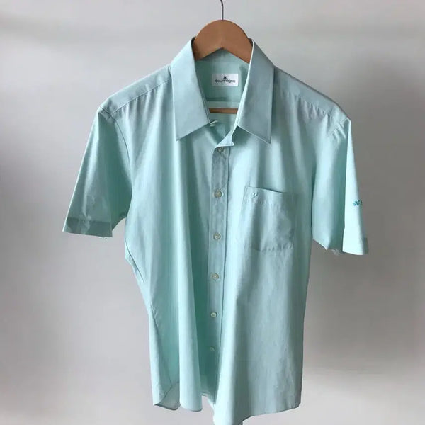 [BUNJANG] Courrèges Logo Short Sleeve Shirt Mint / 꾸레쥬 로고 민트 반팔 셔츠