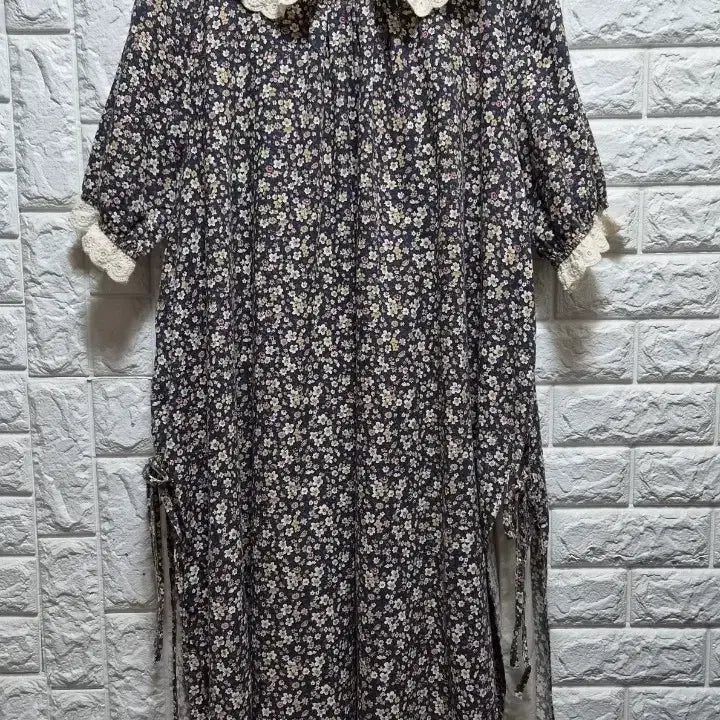 [BUNJANG] Cotton Floral Lace Collar Long Dress / 면 플로럴 레이스 카라 롱 원피스