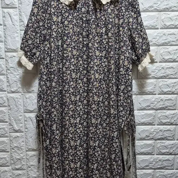 [BUNJANG] Cotton Floral Lace Collar Long Dress / 면 플로럴 레이스 카라 롱 원피스