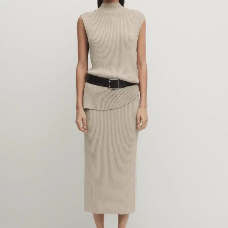 [BUNJANG] Massimo Dutti Corduroy Knit Top & Skirt Set / 마시모두띠 코듀로이 니트 탑&스커트
