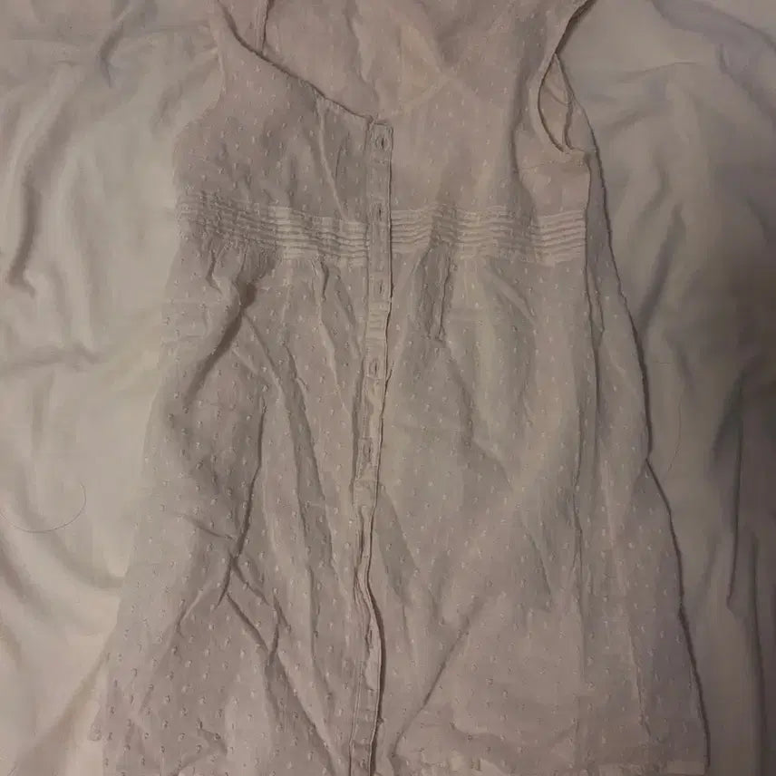 [BUNJANG] Vintage Mori Girl Dot Pattern Vest Sleeveless Layering Piece / 빈티지 모리걸 페어리 도트 패턴 조끼 베스트 레이어드 민소매