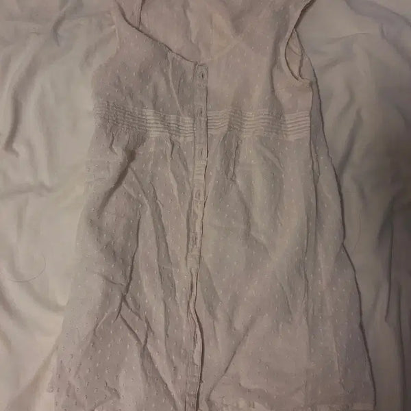 [BUNJANG] Vintage Mori Girl Dot Pattern Vest Sleeveless Layering Piece / 빈티지 모리걸 페어리 도트 패턴 조끼 베스트 레이어드 민소매