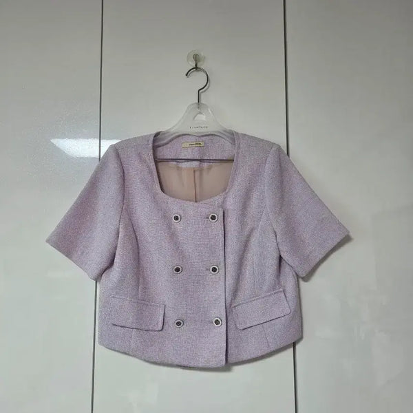 [BUNJANG] Maison de RoeM Tweed Short-Sleeve Jacket Lavender / 메종드 로엠 트위드 반팔 자켓 라벤더