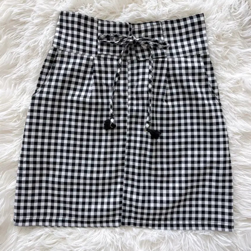 [BUNJANG] NICE CLAUP Eyelet Checkered Banding Skirt / NICE CLAUP 나이스클랍 아일렛 체크 밴딩 스커트