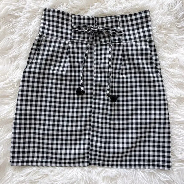 [BUNJANG] NICE CLAUP Eyelet Checkered Banding Skirt / NICE CLAUP 나이스클랍 아일렛 체크 밴딩 스커트