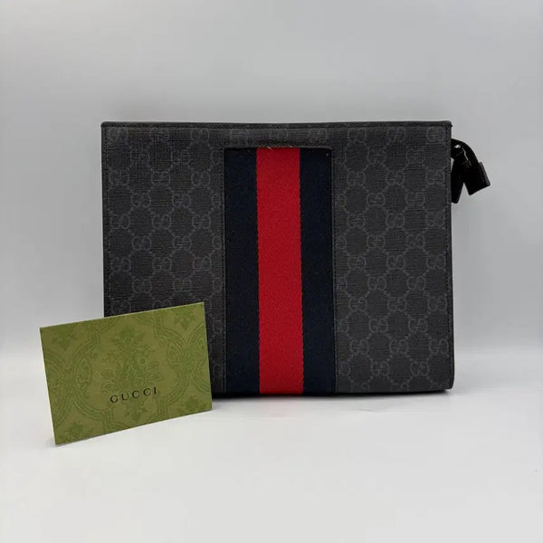[BUNJANG] Gucci Ophidia GG Supreme Canvas Web Clutch / [정품] 구찌 GG슈프림 캔버스 오피디아 웹 클러치