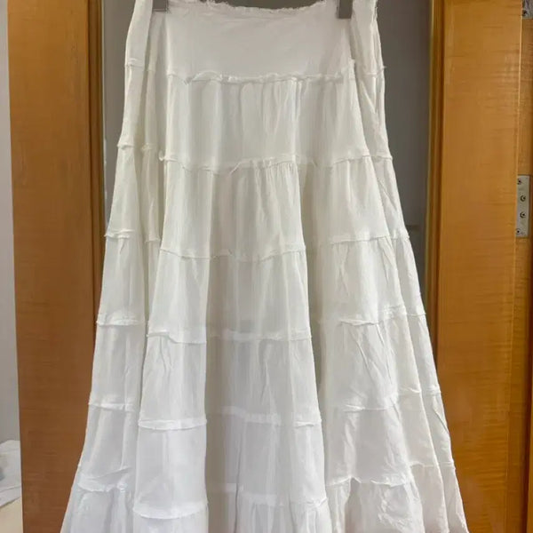 [BUNJANG] About il White Tiered Long Skirt / about il 화이트 캉캉 롱 스커트