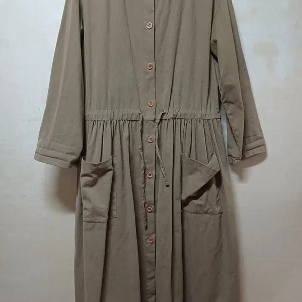[BUNJANG] Long Dress with Waist String and Pockets / 원피스