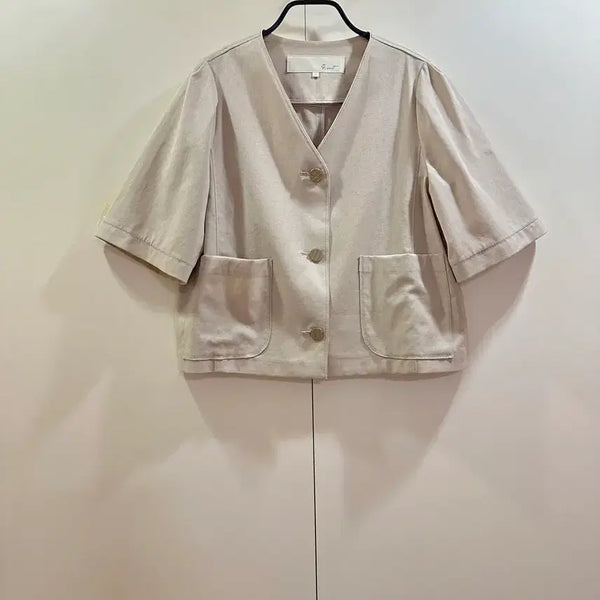 [BUNJANG] G-cut Summer Short-Sleeve Jacket Oatmeal Beige / 지컷 여름 반팔 자켓