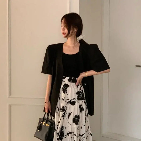 [BUNJANG] Vissini Ink Flower Skirt / 바이씨니 수묵꽃 스커트(주말만할인)