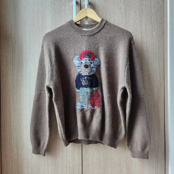 [BUNJANG] Vintage Mood Bear Wool Knit (Brown) / 고퀄 빈티지 무드 베어 울니트 (brown)