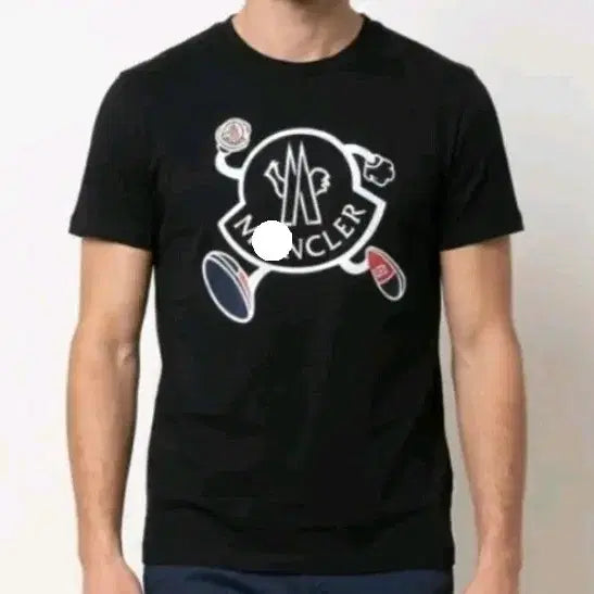 [BUNJANG] Moncler Signature Logo Short Sleeve T-Shirt Black/Ivory L / 새상품)몽쿨레르 반팔티 블랙/아이보리 L
