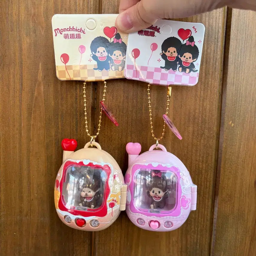 [BUNJANG] Monchhichi Tamagotchi LED Keychain Set / (새상품) 몬치치 다마고치 LED 키링 세트