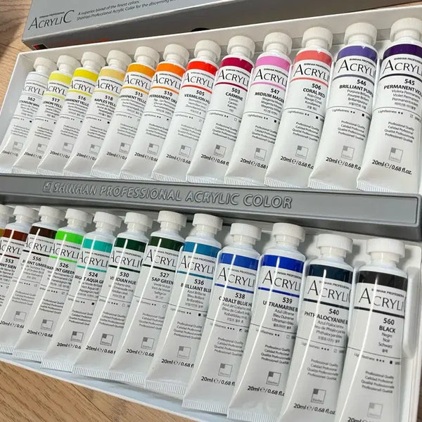 [BUNJANG] Shinhan Professional Acrylic Paint 24-Color Set / 신한 전문가용 아크릴 물감 24색 새상품