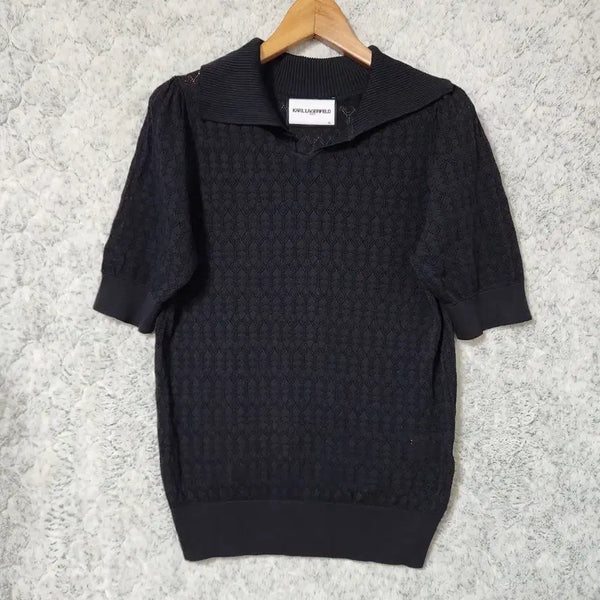 [BUNJANG] Karl Lagerfeld Women's Short Sleeve Knit Polo T-Shirt / J589 [100] 칼라거펠드 여성 반팔 니트 카라티