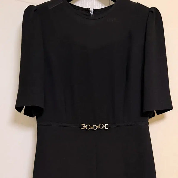 [BUNJANG] LYNN Black Dress Square Neck Sheer Detail / LYNN 린 블랙 원피스 하객룩 하객원피스