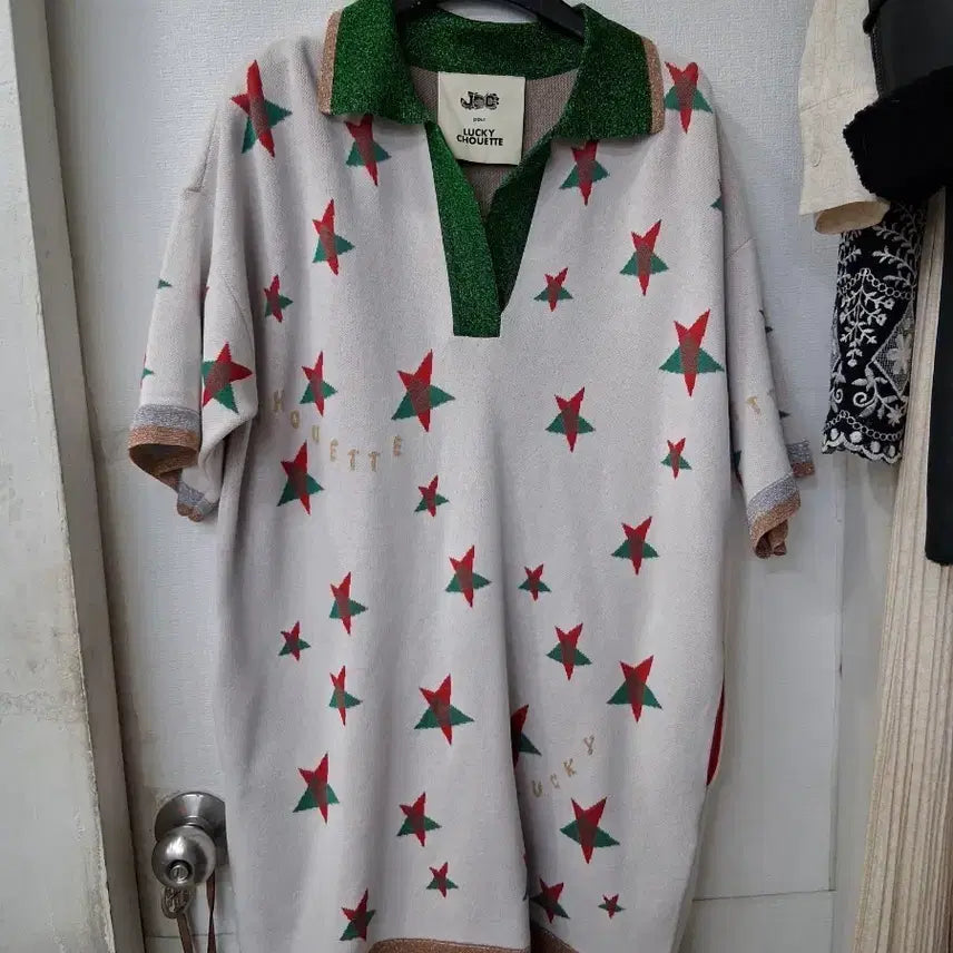 [BUNJANG] Lucky Chouette Star Pattern Long Knit / 럭키슈에뜨 별  롱  니트  프리사이즈