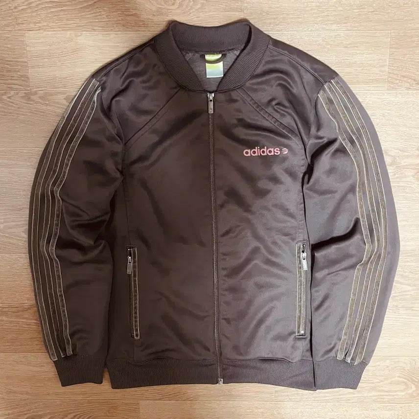 [BUNJANG] Adidas Brown Pink Velvet Track Top Jacket / 아디다스 브라운 핑크 벨벳 트랙탑 져지 자켓 집업 대장