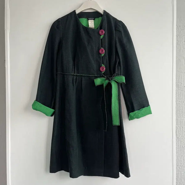 [BUNJANG] Sonia Rykiel Linen Cotton Wrap Ribbon Dress Coat T36 / 소니아 리키엘 린넨 코튼 랩 리본 원피스 코트 T36