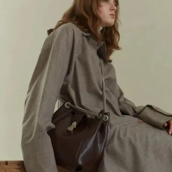 [BUNJANG] L'EUDURE Sac De Salti Large Dark Brown Shoulder Bag / 루에브르 삭 드 솔티 다크브라운 라지