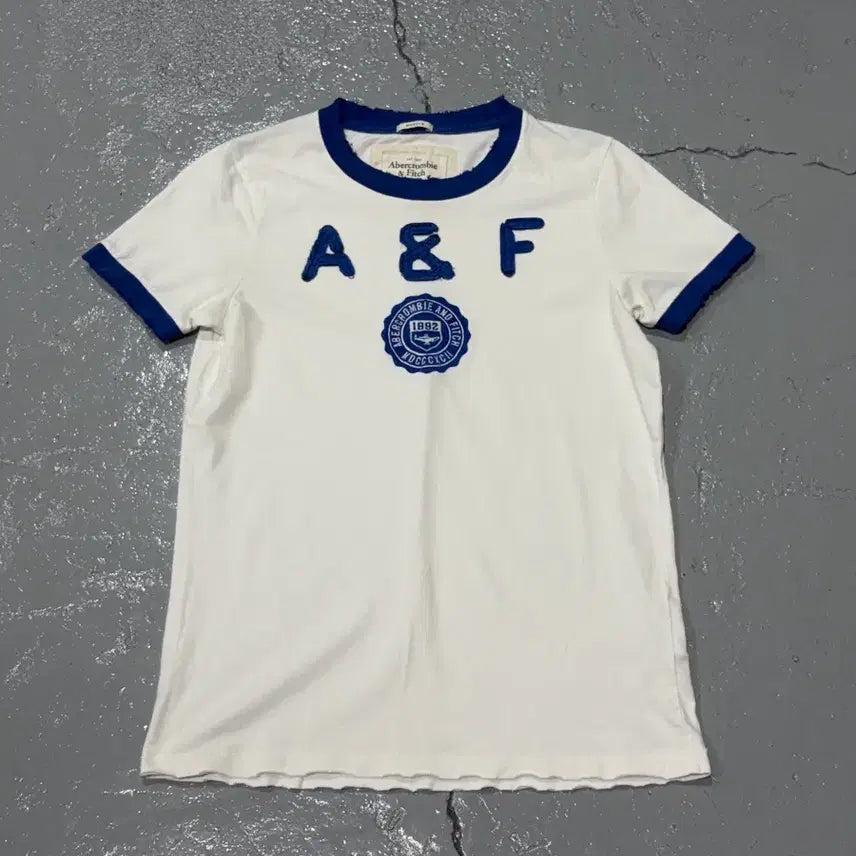 [BUNJANG] Abercrombie & Fitch White Ringer Short Sleeve T-Shirt Size S / 아베크롬비 앤 피치(Abercrombie) 화이트 링거 반팔 티셔츠