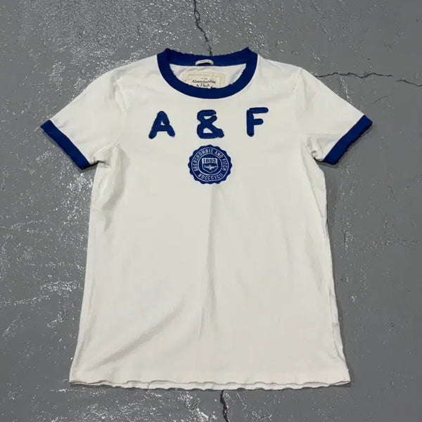 [BUNJANG] Abercrombie & Fitch White Ringer Short Sleeve T-Shirt Size S / 아베크롬비 앤 피치(Abercrombie) 화이트 링거 반팔 티셔츠