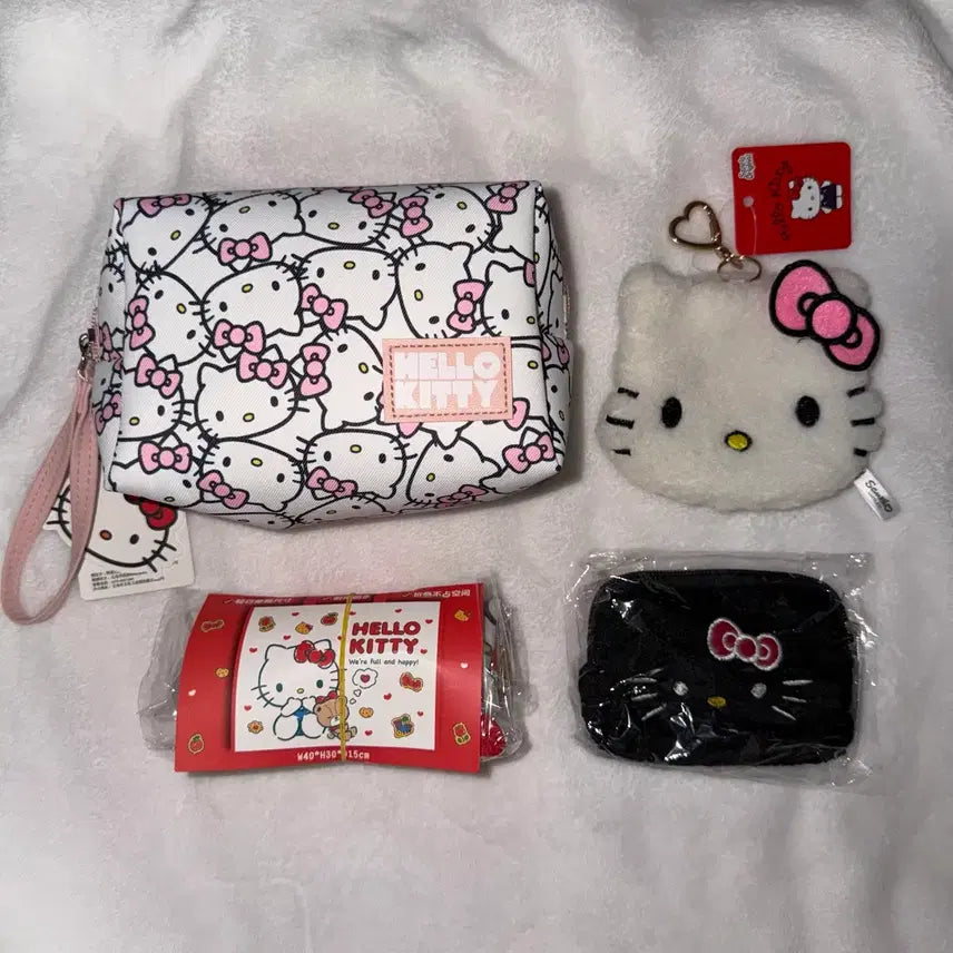 [BUNJANG] Sanrio Hello Kitty Pouch, Tarpaulin Bag, Coin Purse Bundle Set / 산리오 키티 파우치, 타포린백, 동전지갑 새상품 일괄
