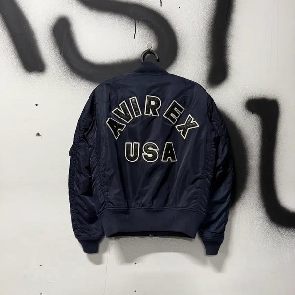 [BUNJANG] Avirex 1975 Reissue USA Big Patch Reversible MA-1 Flight Bomber Jacket / 아비렉스 1975 복각 USA 레더 빅 패치 리버시블 Ma-1 플라이트 봄버 자켓