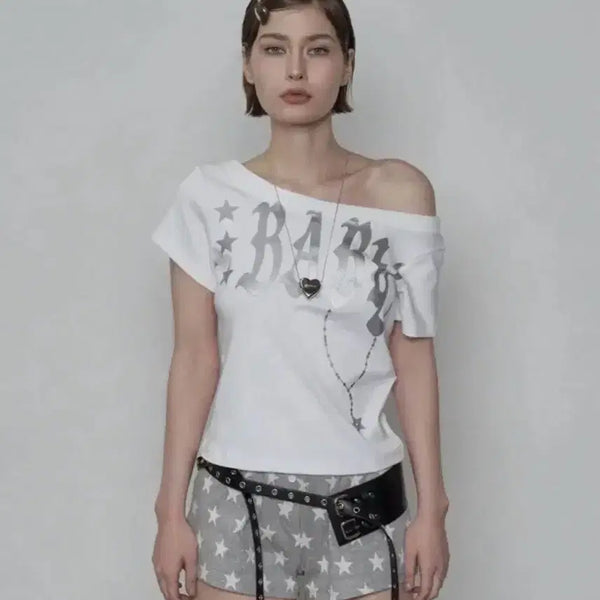 [BUNJANG] SET UP EX BABY WIDE NECK TOP - WHITE / 셋업이엑스이 BABY WIDE NECK TOP / WHITE