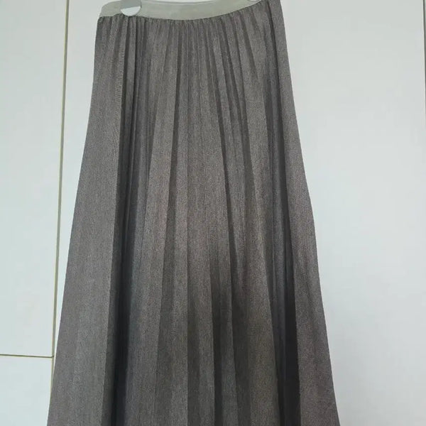 [BUNJANG] Pleated Long Skirt - Brown / 주름 롱 스커트 브라운