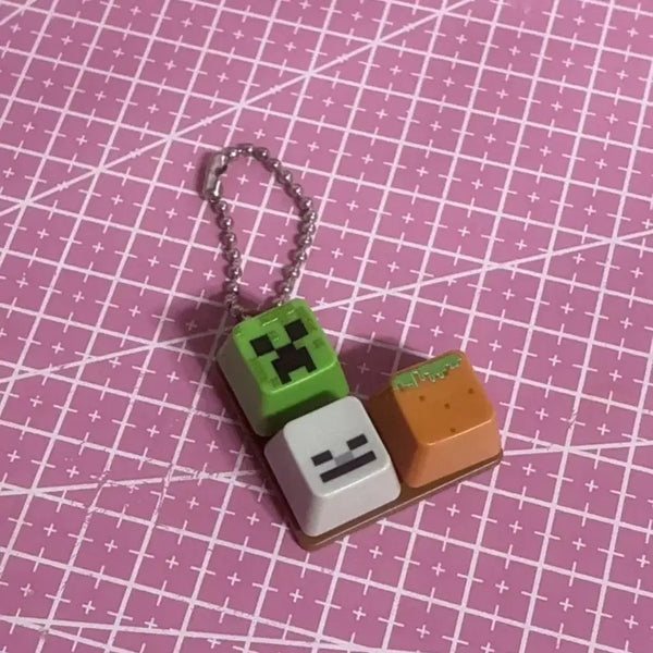 [BUNJANG] Mark Keycap Gacha Keyring Creeper Skeleton Grass Block / 마크 키캡 가챠 키링 크리퍼 스켈레톤 잔디블록