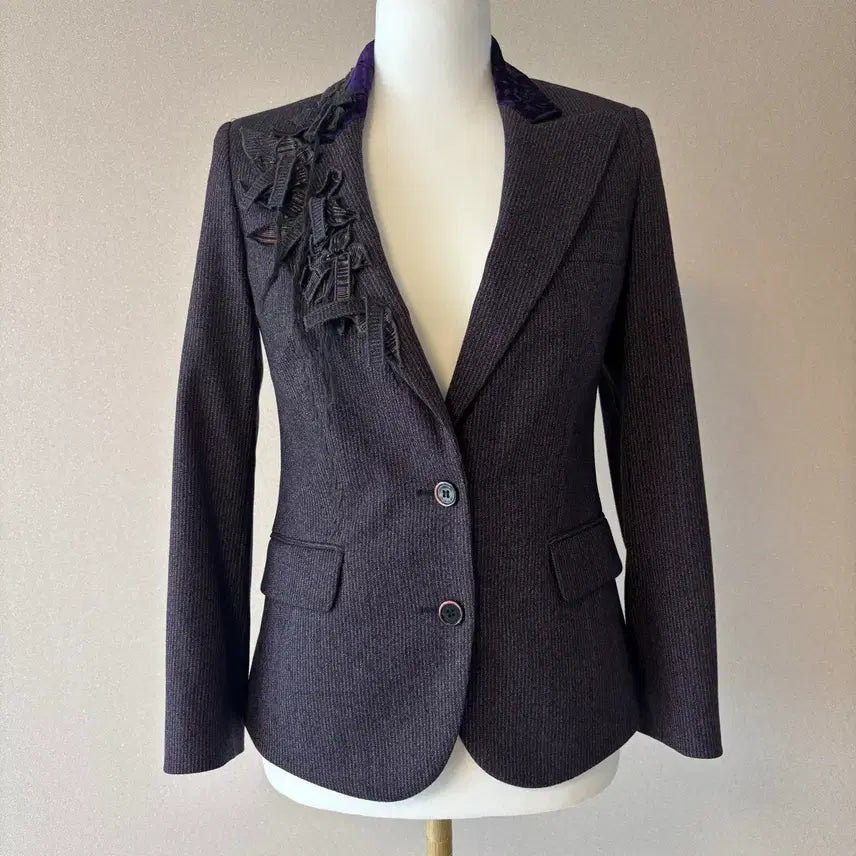 [BUNJANG] Etro Purple Appliqué Jacket Size 42 / [정품] ETRO 에트로 퍼플 아플리케 자켓 42사이즈