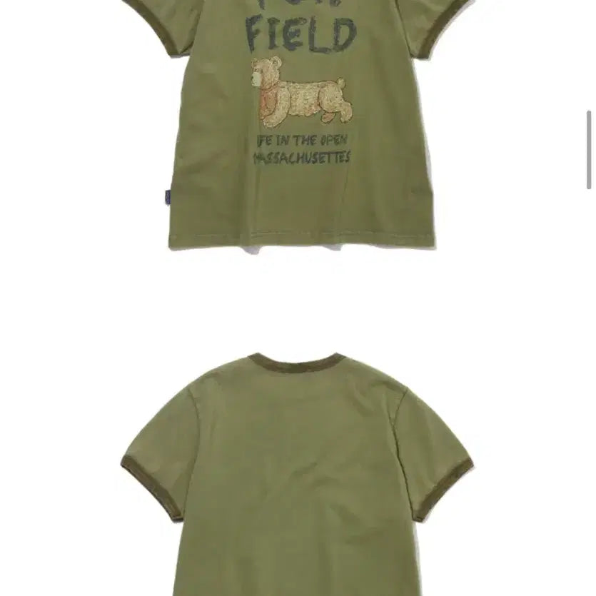 [BUNJANG] VINTAGE BEAR ARTWORK RINGER T-SHIRT LIGHT KHAKI / 빈티지 베어 아트워크 링거 반팔 라이트카키