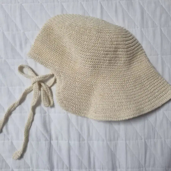 [BUNJANG] Ivory Knit Bucket Hat / 여름 벙거지모자 챙모자 버킷햇 뜨개모자 아이보리 니트모자