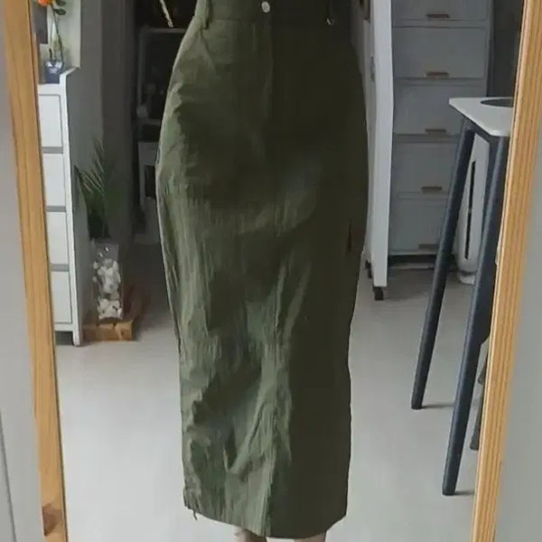 [BUNJANG] Khaki Cargo Long Skirt / 바스락 카고스커트