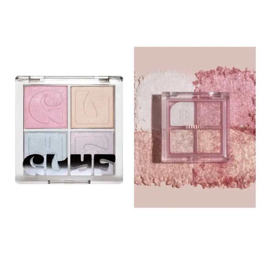 [BUNJANG] Mude New Glam Eyeshadow Palette & Glip Illuminator Highlighter Palette / 단종) 뮤드 뉴글램 아이섀도우 글리터 + 글맆 일루에뜨 하이라이터 팔레트