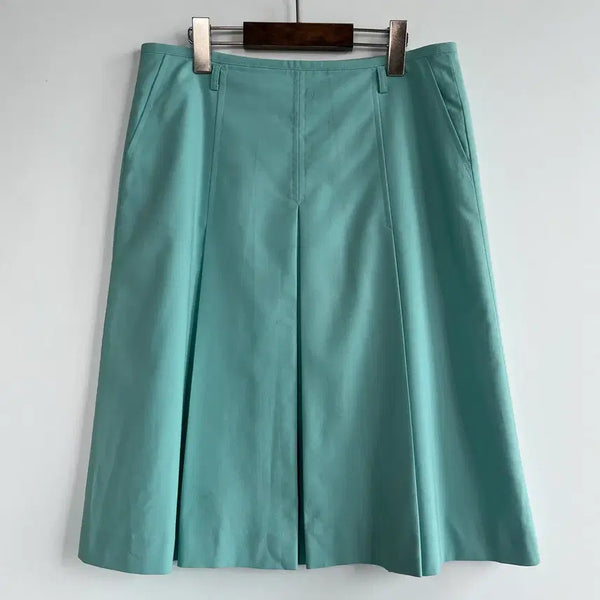 [BUNJANG] Celise Mint Pleated A-Line Midi Skirt (Size 66) / 셀리스 민트색 플리츠 에이라인 미디 스커트 66
