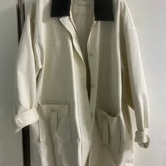 [BUNJANG] Cream Color Block Collar Jacket / 크림 카라 배색 자켓