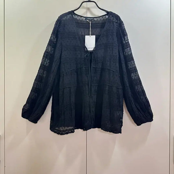 [BUNJANG] Thursday Island 2025 Lace Detail Cardigan Black / 써스데이아일랜드2025새상품 가디건