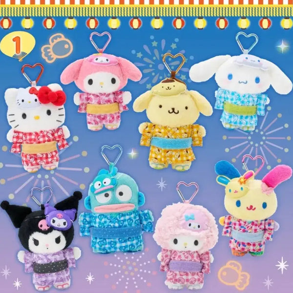 [BUNJANG] Sanrio Characters Sparkling Summer Festival Mascot Doll Keychain Hairpin / (예약) 산리오 캐릭터 반짝 썸머 축제 마스코트 인형 키링 헤어핀