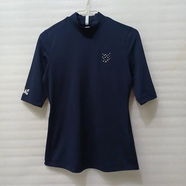 [BUNJANG] WAK Golf Women's High Neck Short Sleeve T-Shirt - Navy (Size XS) / 왁 골프 하이넥 반팔 티 여성 XS 얇고맨질 네이비 훌륭 사랑봉봉