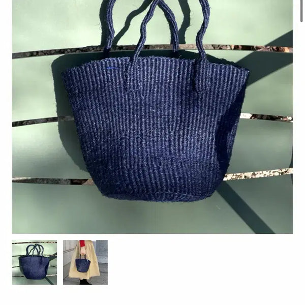 [BUNJANG] Mirabell African Square Mini Bag Navy Rattan Bag / 미라벨 아프리칸스퀘어 미니백 네이비 라탄백